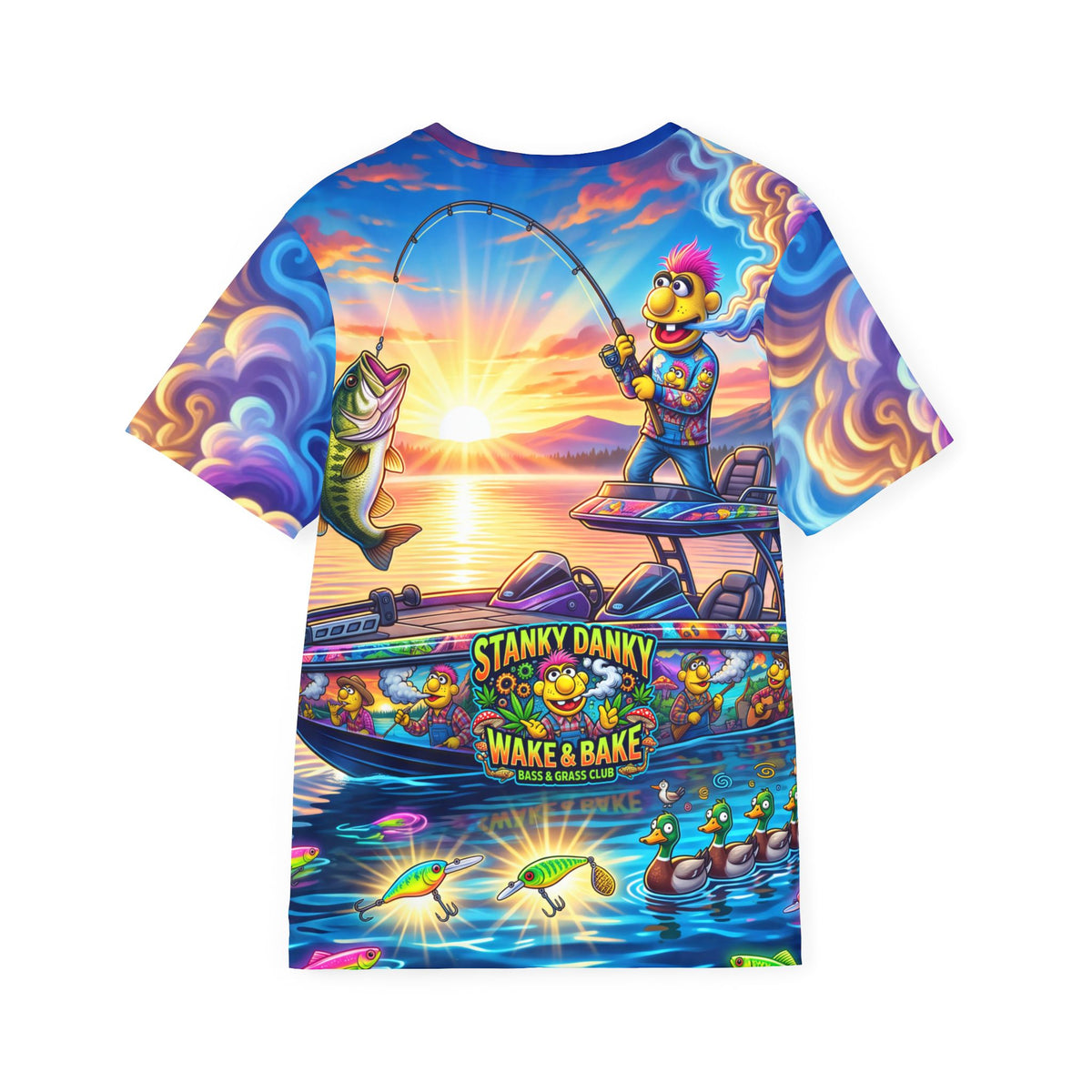 Fishing Graphic Jersey — "Stanky Danky Wake & Bake" All-Over Print