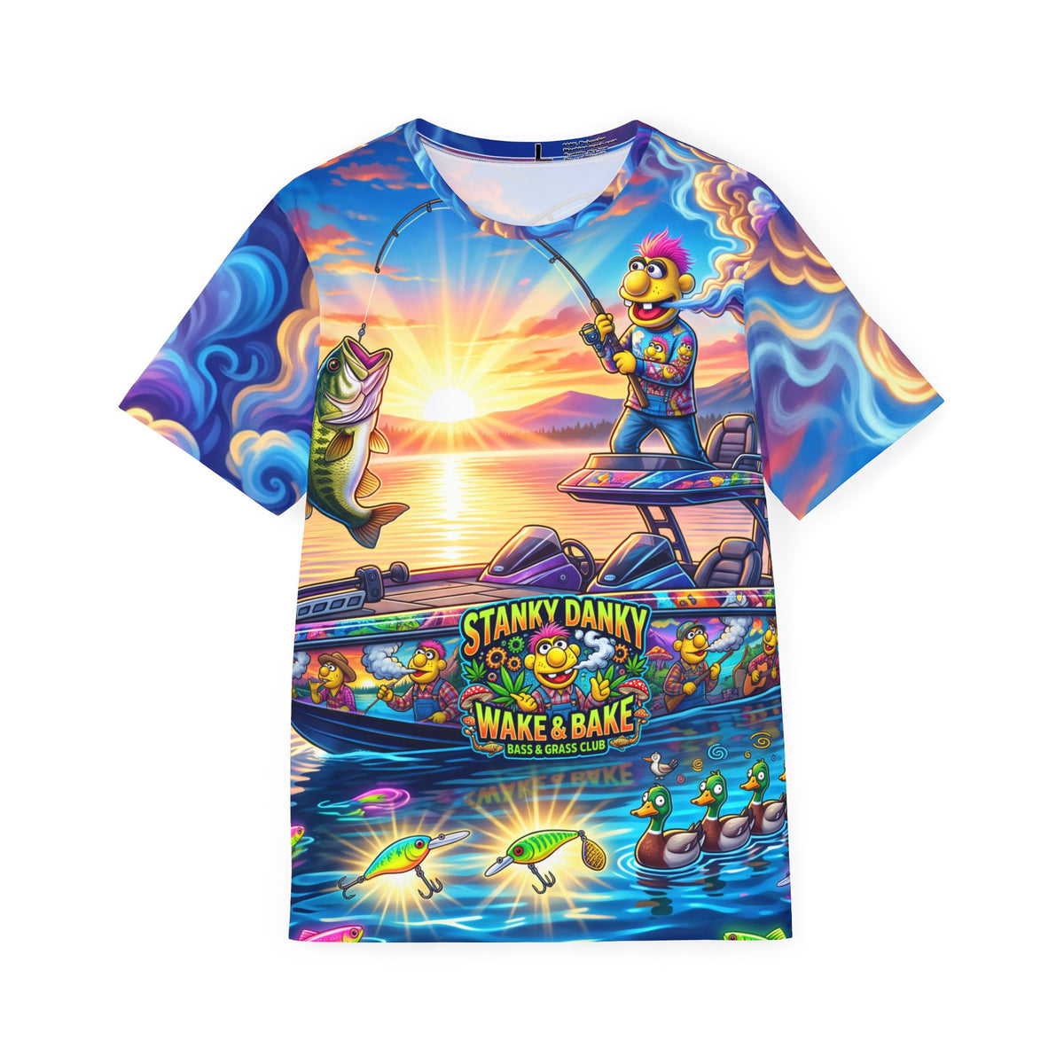 Fishing Graphic Jersey — "Stanky Danky Wake & Bake" All-Over Print