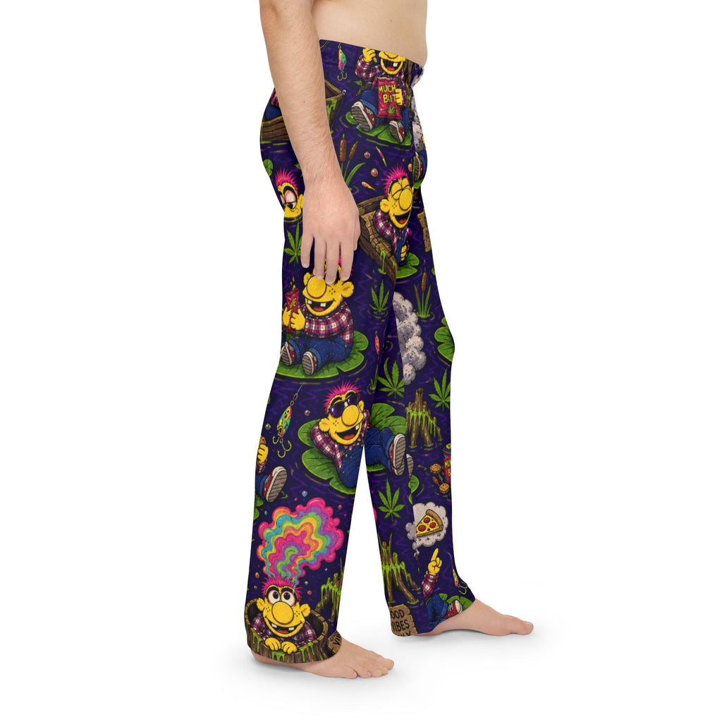 Men's Lounge Pants — Psychedelic 'Good Vibes' Cartoon Cannabis Print Pajama Pants