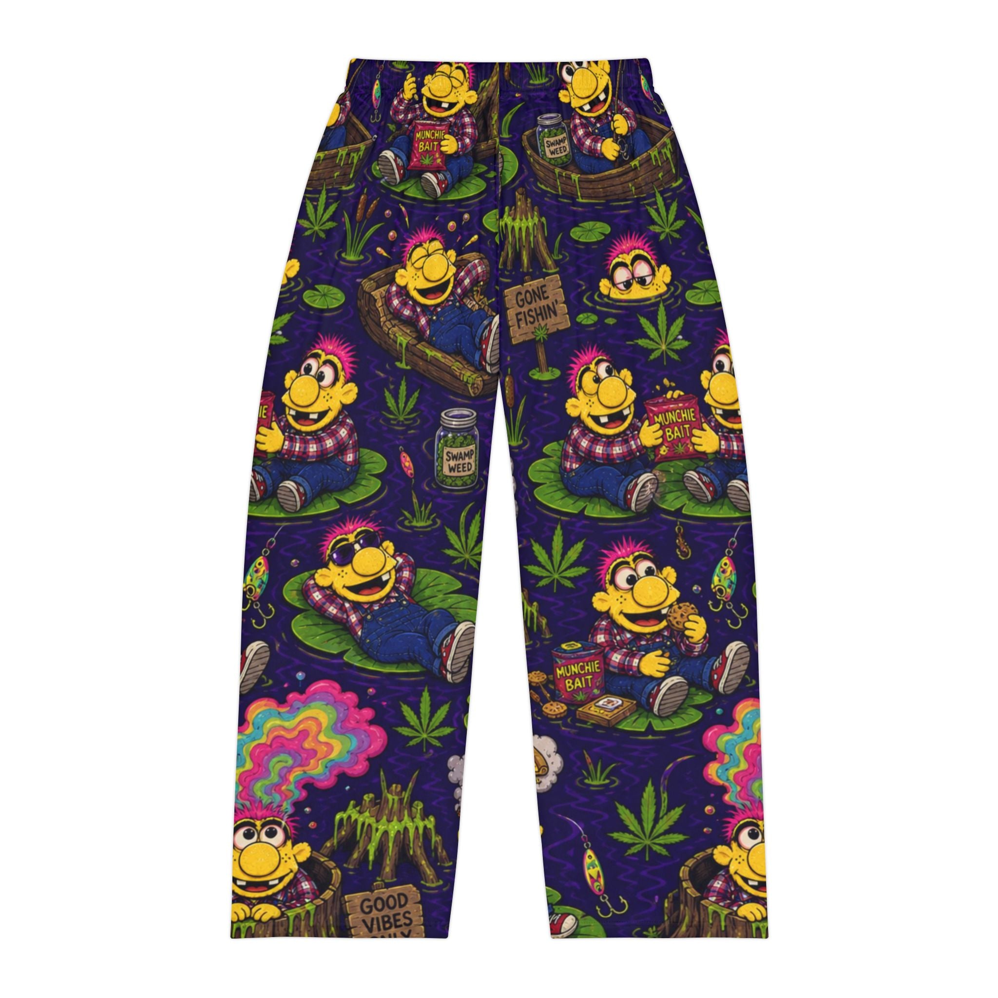 Men's Lounge Pants — Psychedelic 'Good Vibes' Cartoon Cannabis Print Pajama Pants