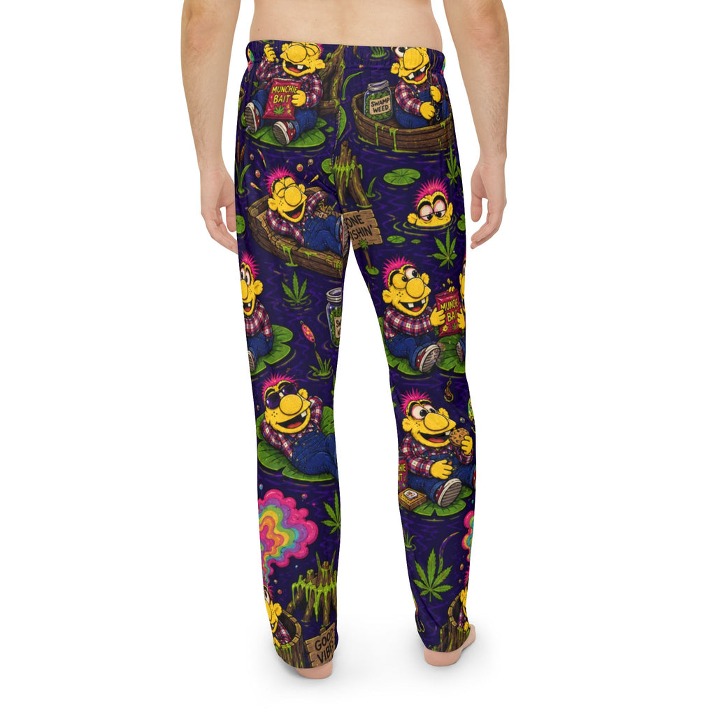 Men's Lounge Pants — Psychedelic 'Good Vibes' Cartoon Cannabis Print Pajama Pants