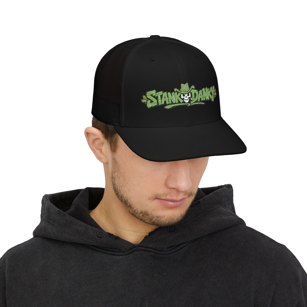 Stank Danky Richardson Embroidered Trucker Hat — Green Graffiti Snapback Cap